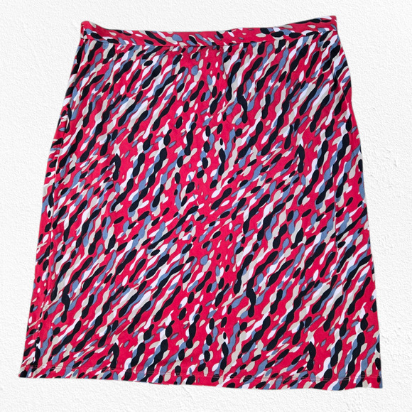 French Connection Y2K Red Vibrant Abstract Silk 2000s Mini Skirt Size Large - Picture 7 of 7